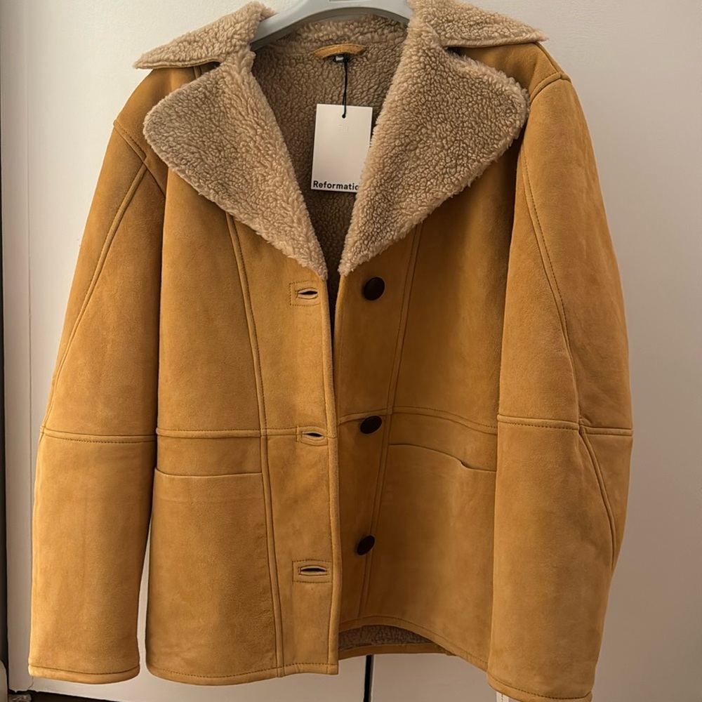 Reformation Veda Luca suede leather jacket